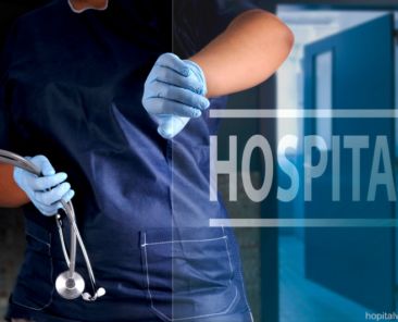 Doctor opening the hospital door