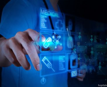 Medicine doctor hand working with modern computer interface as concept