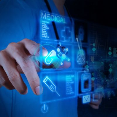 Medicine doctor working with modern computer interface