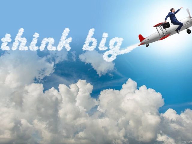 Think big concept with businessman