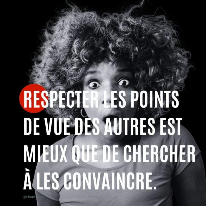 Citation : Respecter les points de vue des autres est mieux que de chercher à les convaincre.