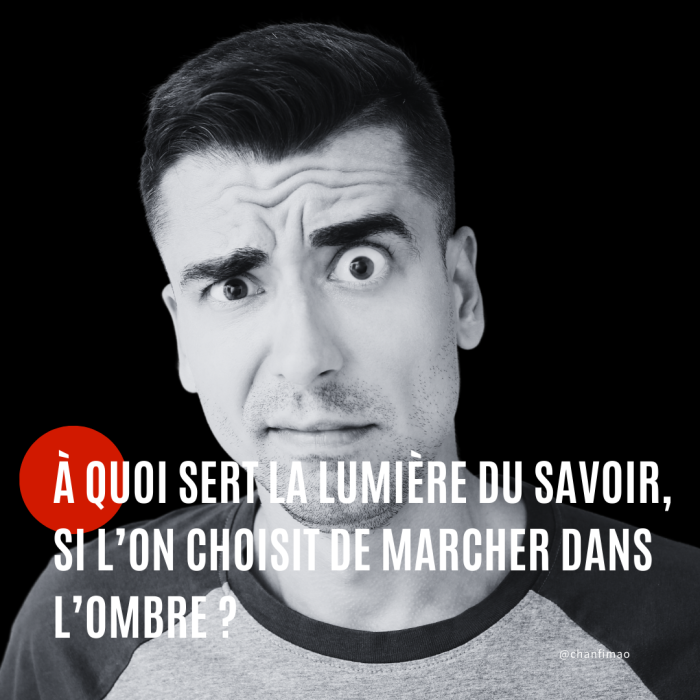 Citation : À quoi sert la lumière du savoir, si l’on choisit de marcher dans l’ombre ?