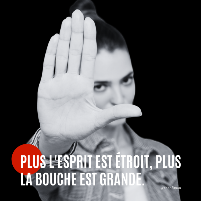 Citation : Plus l’esprit est étroit, plus la bouche est grande.