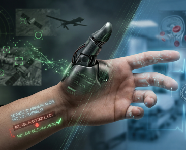 Jumeau numérique d'un hôpital simulant patients, flux médicaux et cybersécurité sur écrans de contrôle